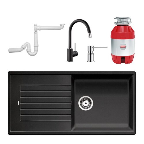 Zlewozmywak BLANCO ZIA XL 6 S + Bateria BLANCO Mida-S + Młynek do rozdrabniania odpadów FRANKE Turbo Elite + Dozownik BLANCO Lato + Syfon do zlewozmywaków BLANCO