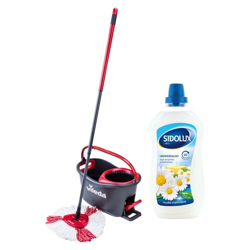 Mop obrotowy VILEDA Turbo + Płyn do mycia podłóg SIDOLUX Mydło Marsylskie 1000 ml