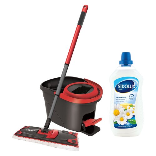 Mop obrotowy VILEDA Easy Wring Ultramax Turbo + Płyn do mycia podłóg SIDOLUX Mydło Marsylskie 1000 ml