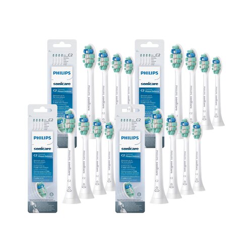 Oryginalne końcówki Philips Sonicare C2 HX 9024/10 Średnio miękkie włókna (16 szt.) (Usuwanie płytki bakteryjnej)