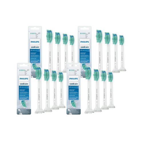 Oryginalne końcówki Philips Sonicare C1 HX6014/07 Średnio miękkie włókna (16 szt.) (Usuwanie płytki bakteryjnej)