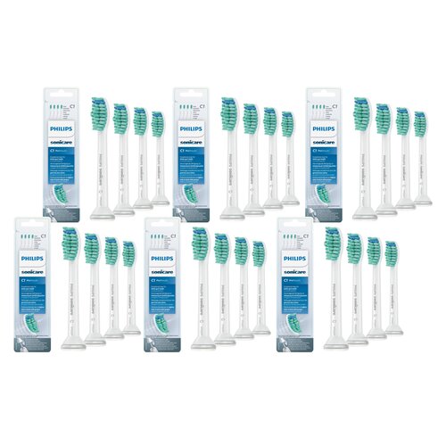 Oryginalne końcówki Philips Sonicare C1 HX6014/07 Średnio miękkie włókna (24 szt.) (Usuwanie płytki bakteryjnej)