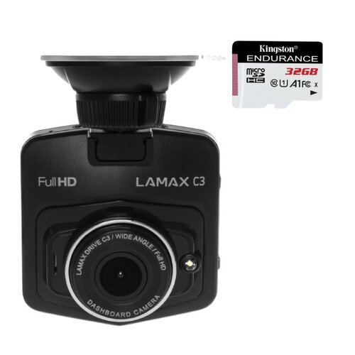 Wideorejestrator LAMAX DRIVE C3 + Karta pamięci KINGSTON Endurance microSDHC 32GB