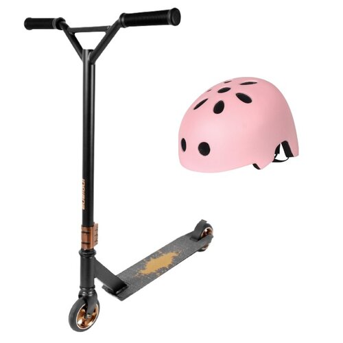 Hulajnoga wyczynowa INDIANA X2 Czarny + Kask VÖGEL VKA-941PK Różowy 52-56 cm (rozmiar S/M)