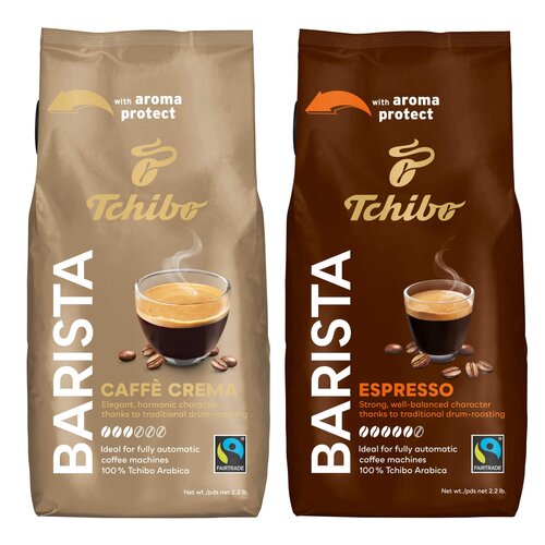 Kawa ziarnista TCHIBO Barista Cafe Crema Arabica 1 kg + Kawa ziarnista TCHIBO Barista Espresso Arabica 1 kg