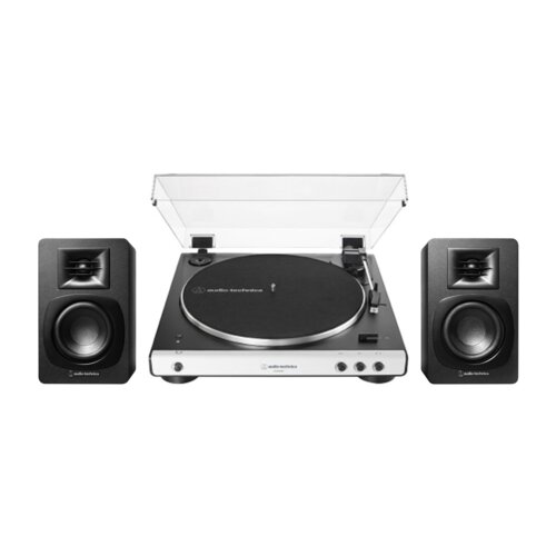 Zestaw Stereo Gramofon Audio-Technica A-T LP60X BT + Aktywne Kolumny Podstawkowe Audii-Technica A-T SP3 X BIAŁY+CZ