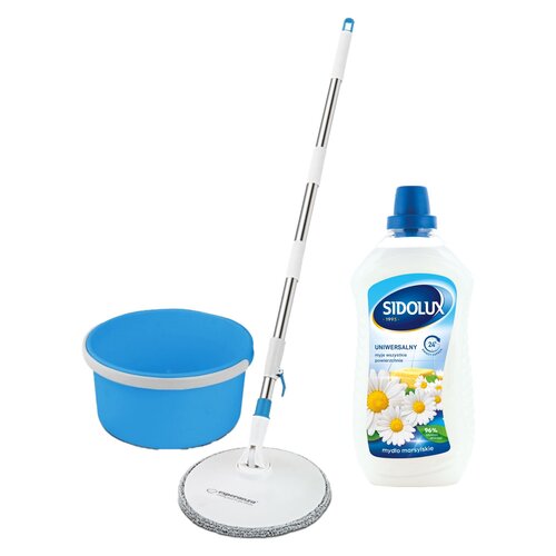 Mop obrotowy ESPERANZA Perfect Clean EHS007 + Płyn do mycia podłóg SIDOLUX Mydło Marsylskie 1000 ml